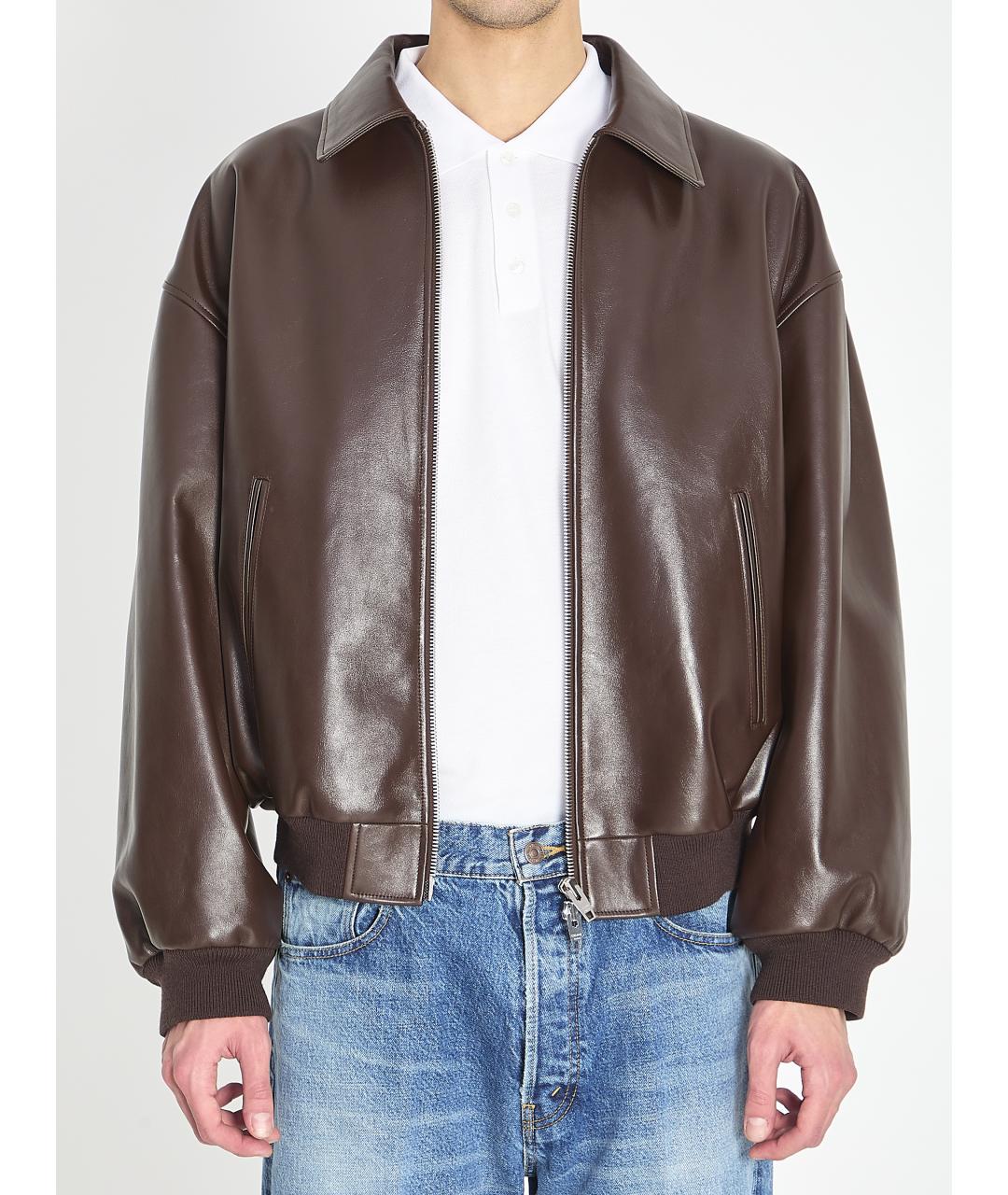 CELINE Коричневая кожаная куртка, фото 3