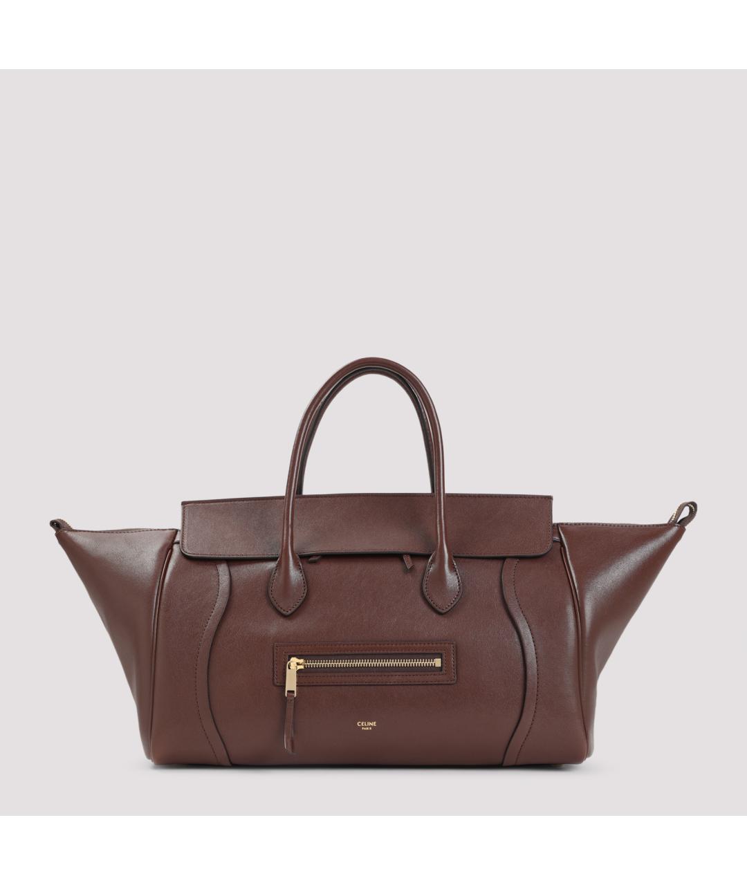 CELINE Коричневая кожаная сумка тоут, фото 3