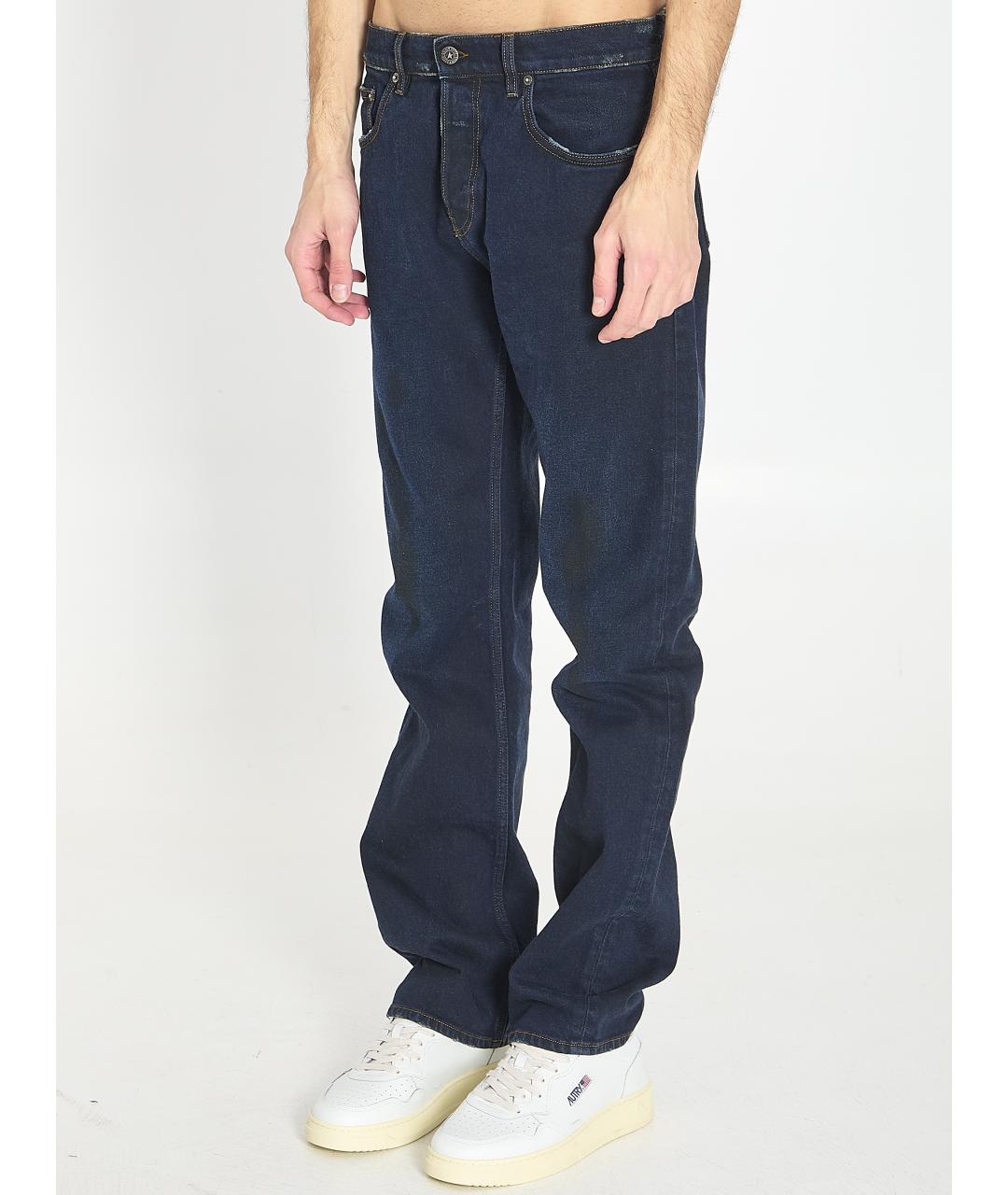 GOLDEN GOOSE DELUXE BRAND Темно-синие хлопковые прямые джинсы, фото 5