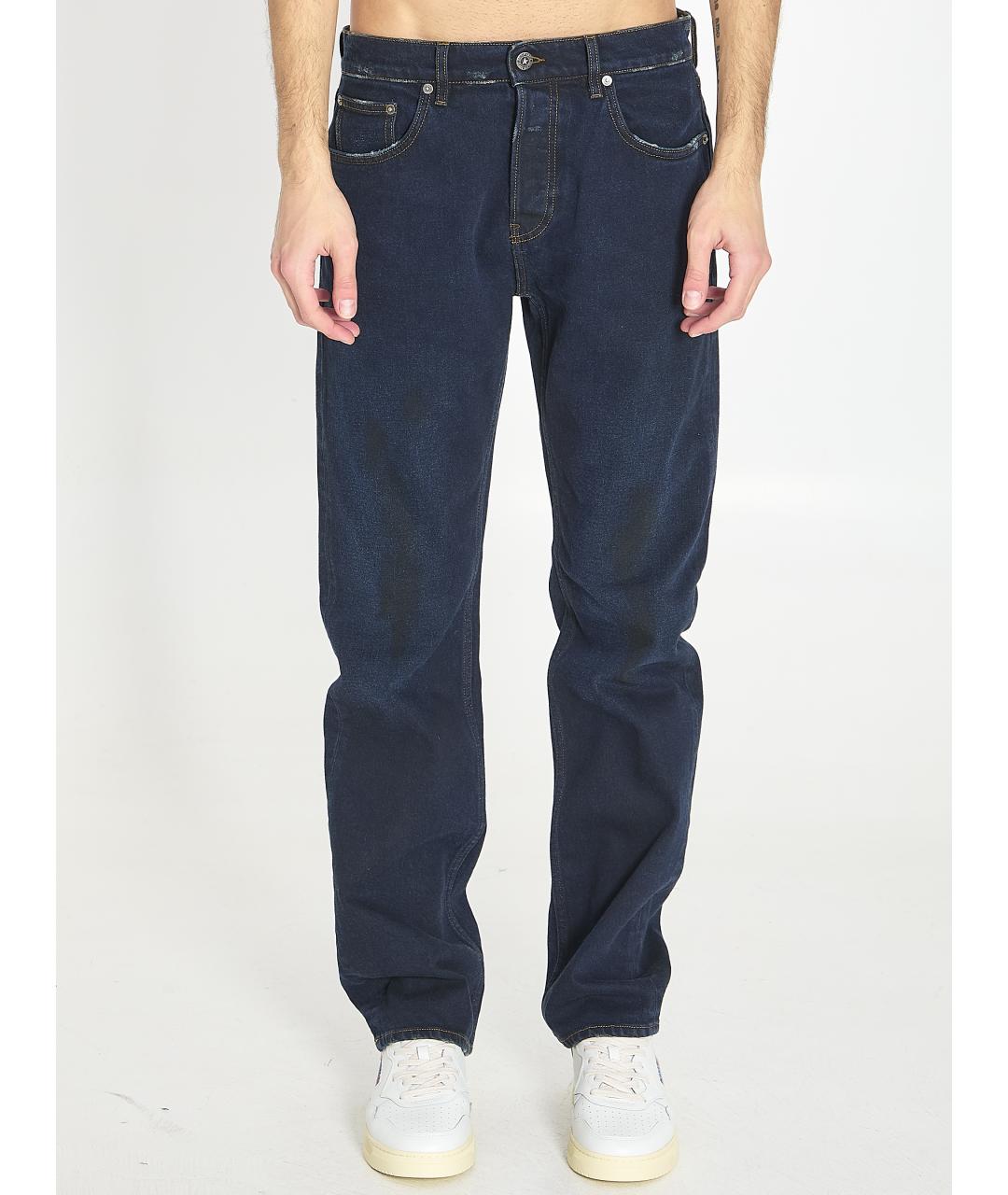 GOLDEN GOOSE DELUXE BRAND Темно-синие хлопковые прямые джинсы, фото 6