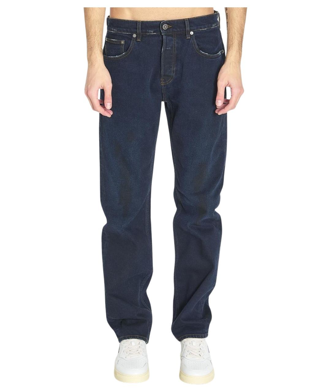 GOLDEN GOOSE DELUXE BRAND Темно-синие хлопковые прямые джинсы, фото 1