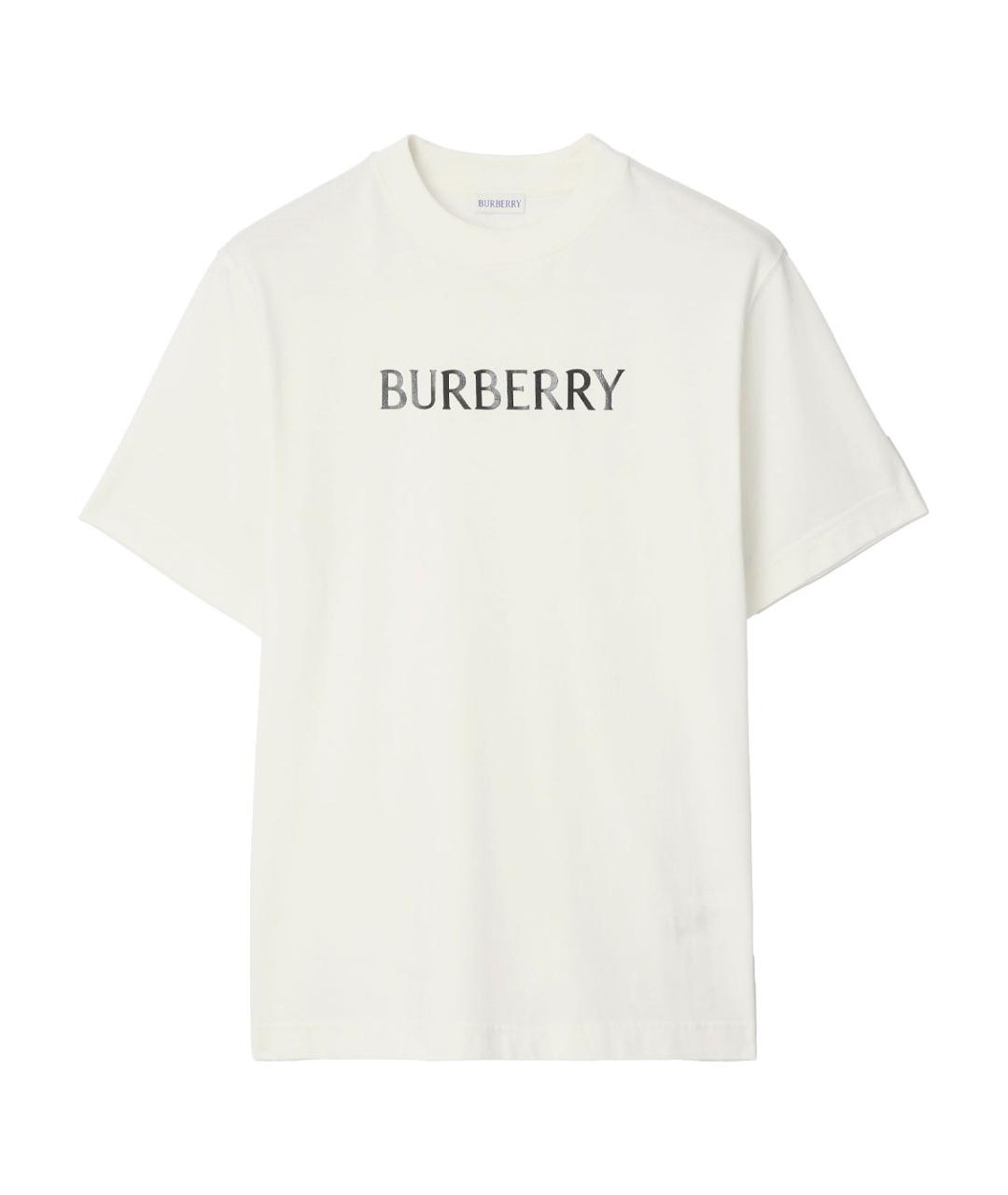BURBERRY Белая хлопковая футболка, фото 1