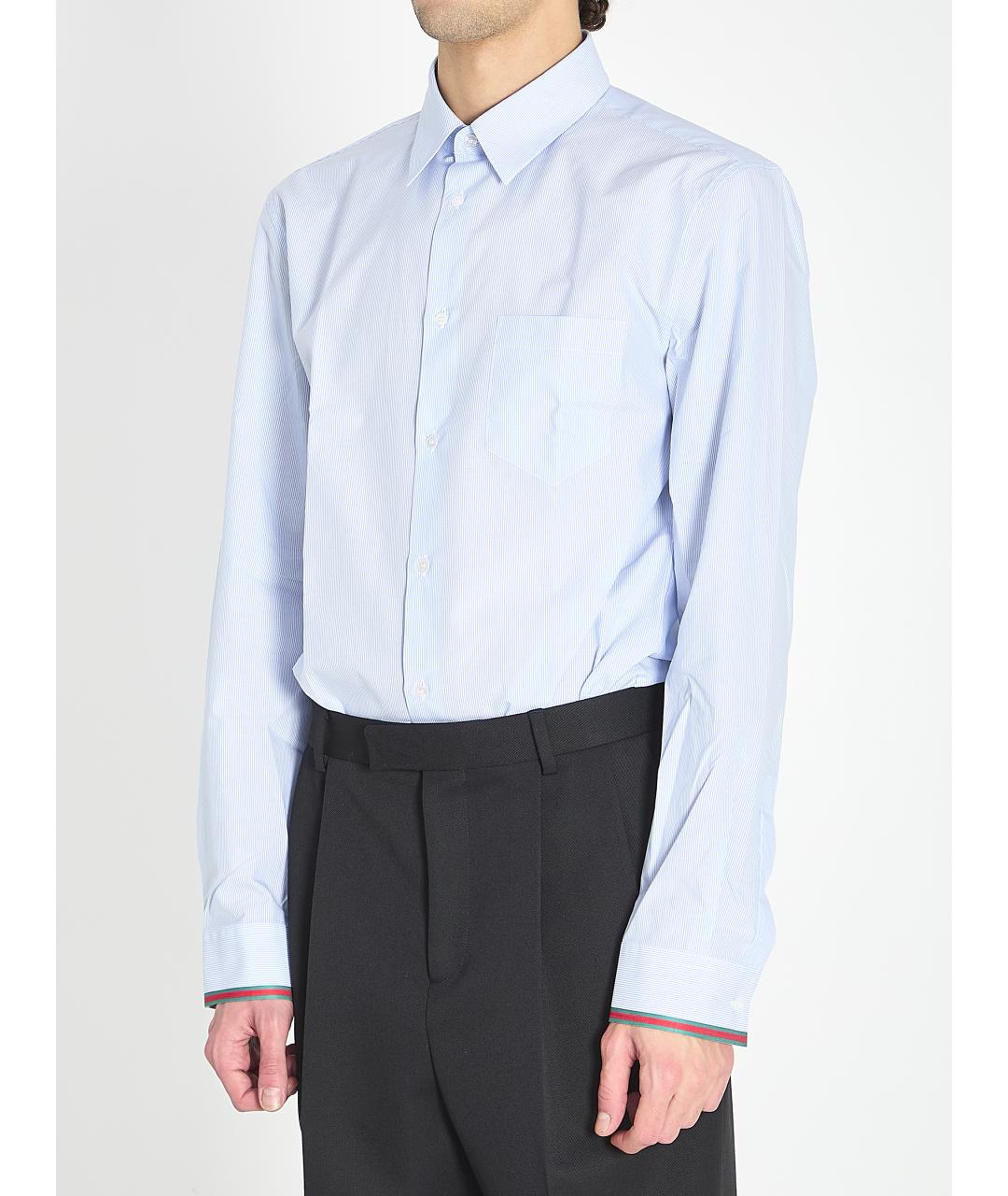 GUCCI Голубая хлопковая классическая рубашка, фото 2