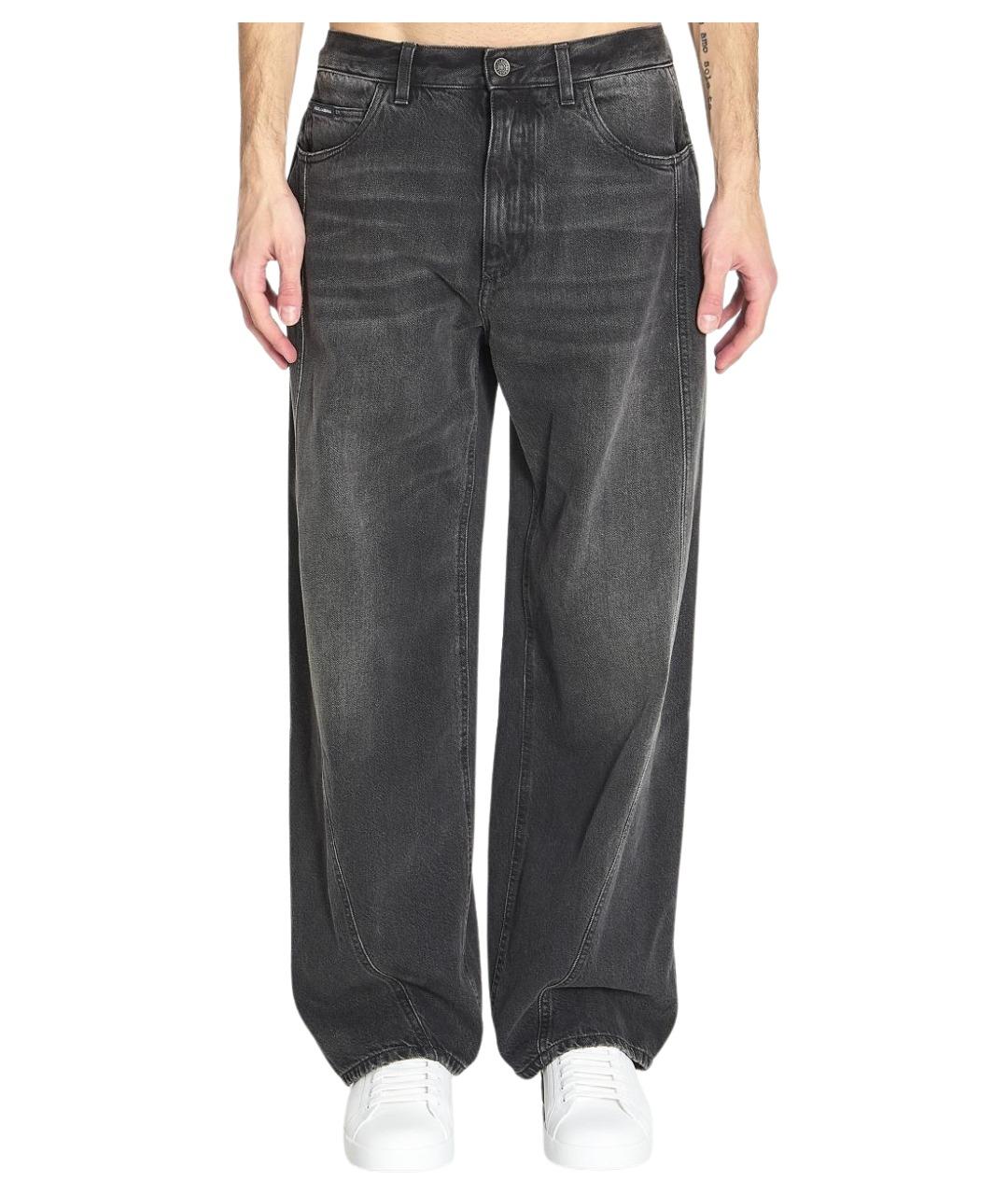 DOLCE&GABBANA Черные хлопковые прямые джинсы, фото 1