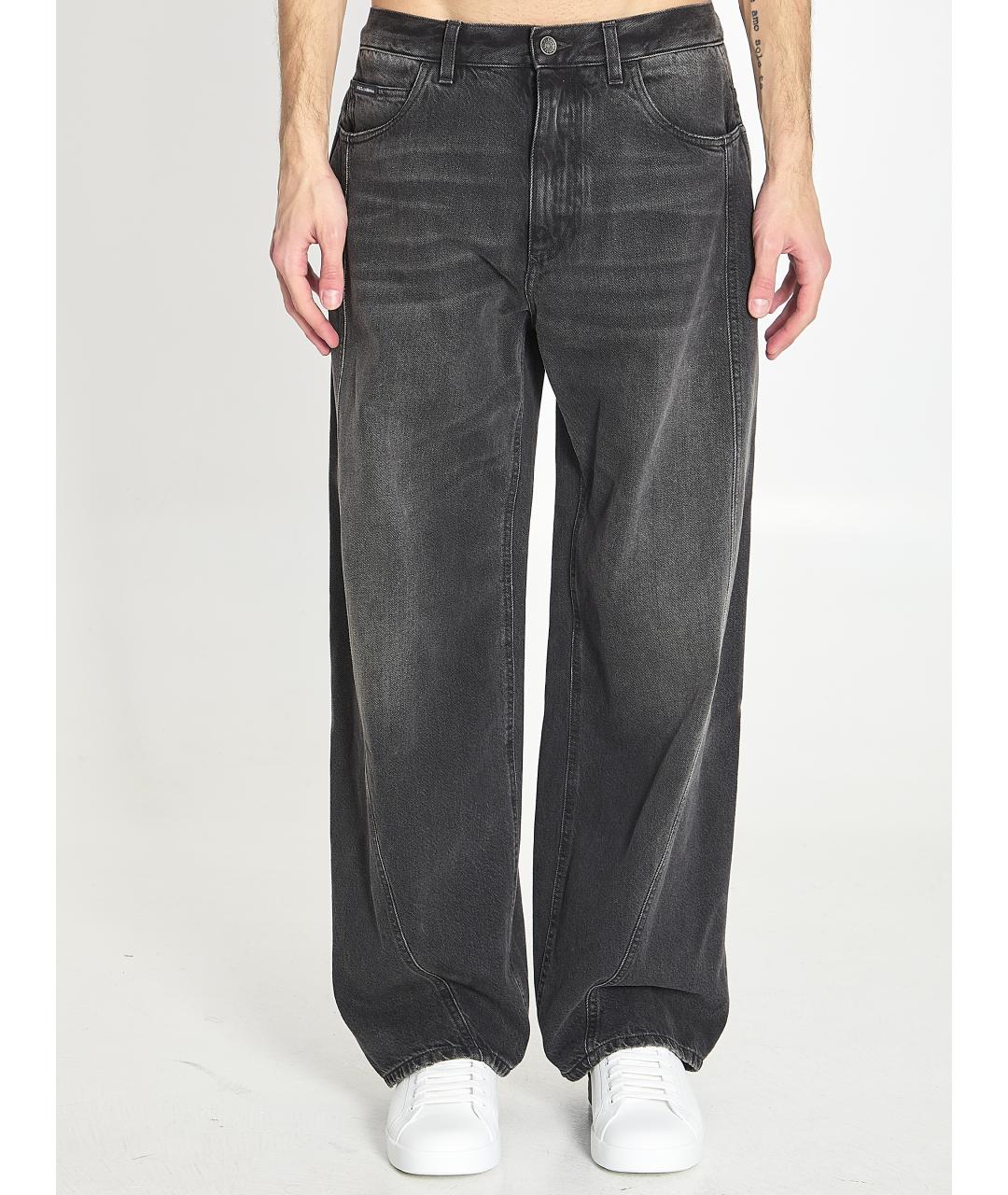 DOLCE&GABBANA Черные хлопковые прямые джинсы, фото 2