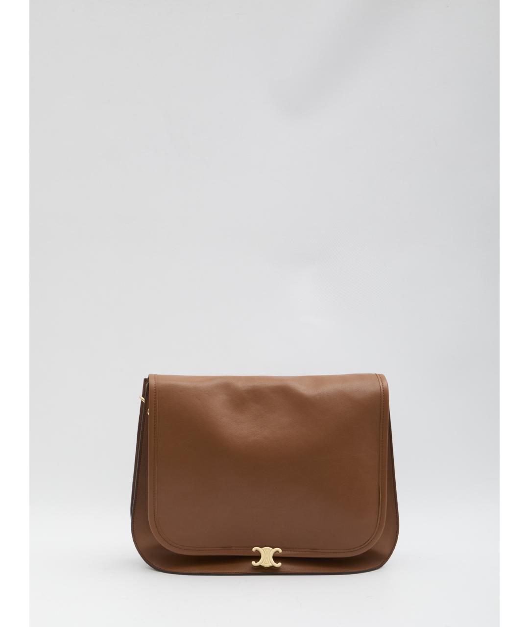 CELINE Коричневая кожаная сумка через плечо, фото 2