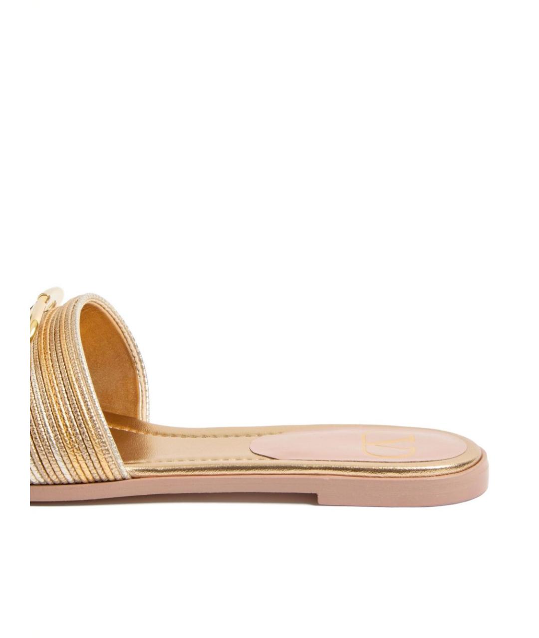 VALENTINO Золотые текстильные шлепанцы, фото 4