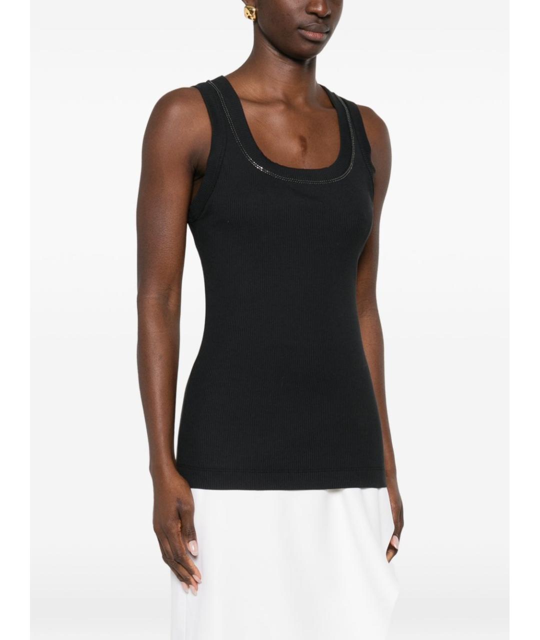 BRUNELLO CUCINELLI Черная хлопковая майка, фото 2