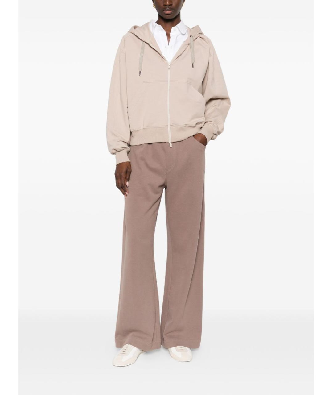 BRUNELLO CUCINELLI Коричневые хлопковые прямые брюки, фото 5