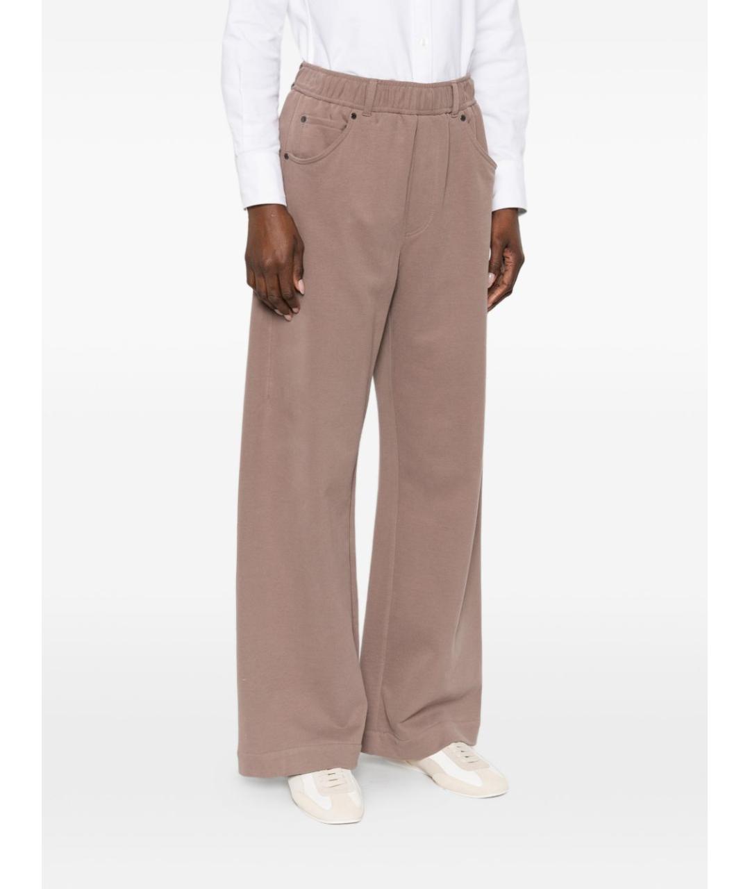 BRUNELLO CUCINELLI Коричневые хлопковые прямые брюки, фото 2