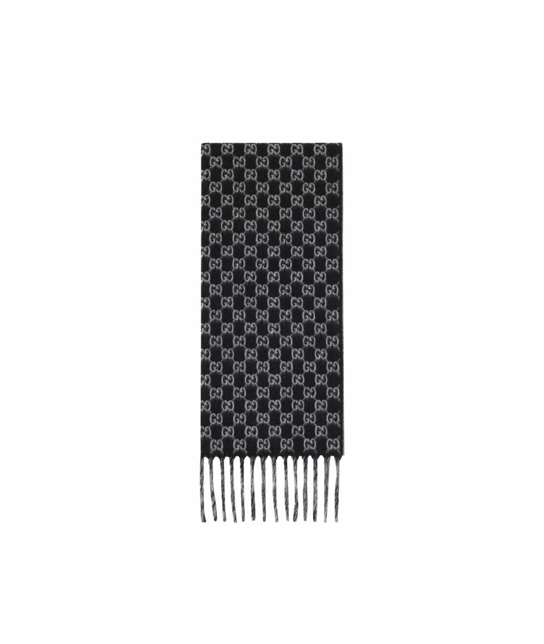GUCCI Черный шерстяной шарф, фото 1