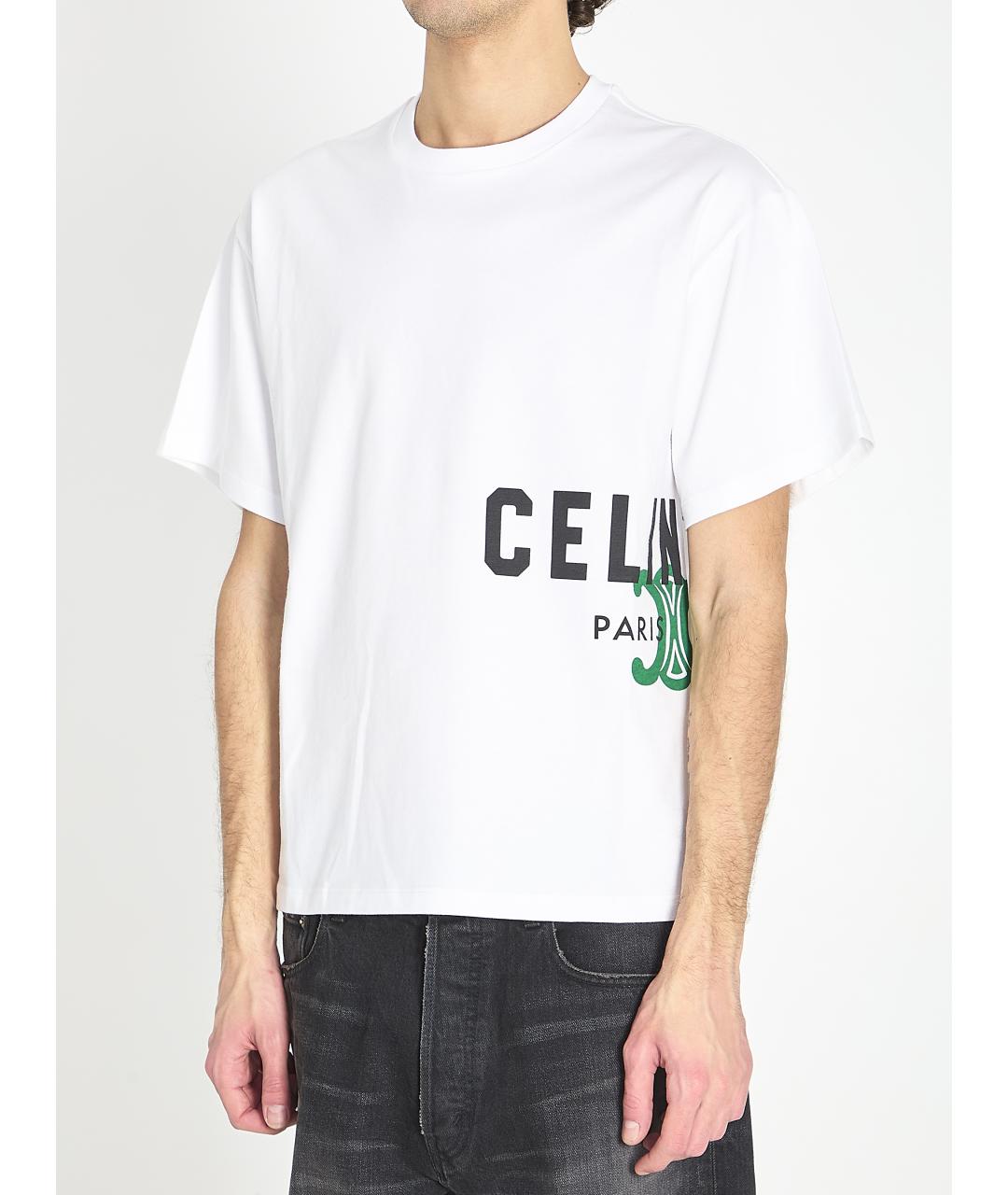 CELINE Белая хлопковая футболка, фото 2