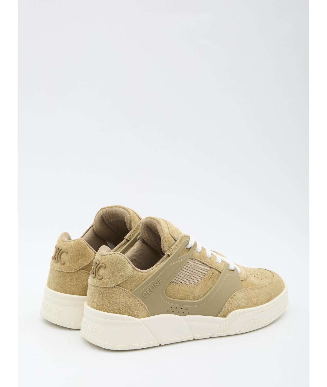 CELINE Бежевые замшевые низкие кроссовки / кеды, фото 3