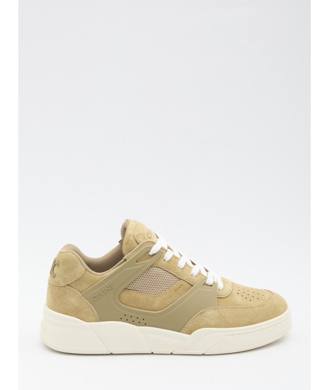 CELINE Бежевые замшевые низкие кроссовки / кеды, фото 4