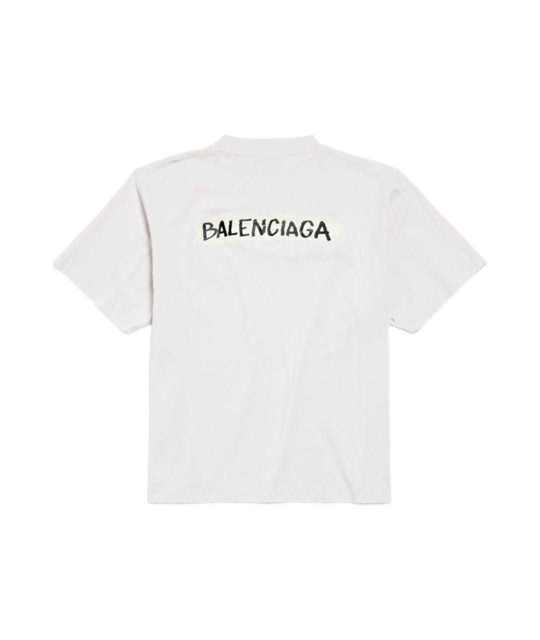 BALENCIAGA Белая хлопковая футболка, фото 2