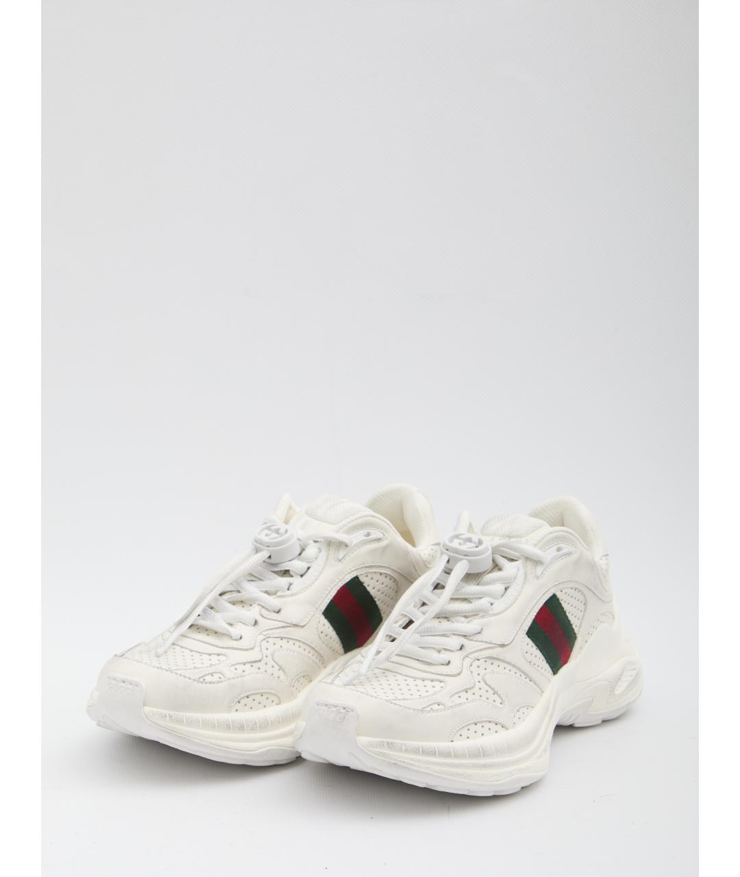 GUCCI Белые кожаные кроссовки, фото 4