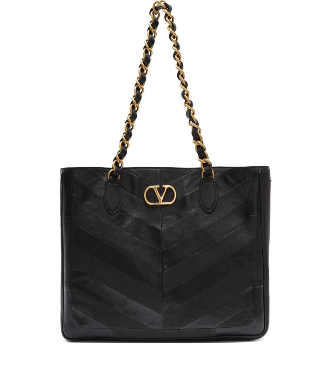 VALENTINO Черная кожаная сумка тоут, фото 1