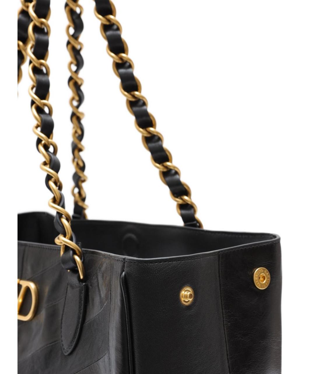 VALENTINO Черная кожаная сумка тоут, фото 3