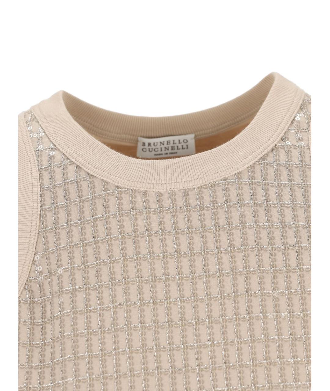 BRUNELLO CUCINELLI Бежевая хлопковая майка, фото 3
