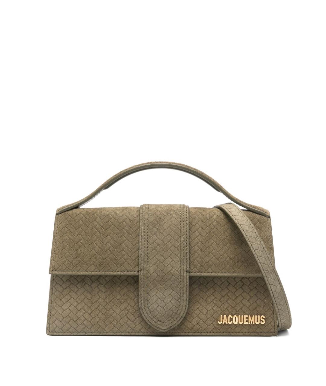 JACQUEMUS Зеленая кожаная сумка с короткими ручками, фото 1