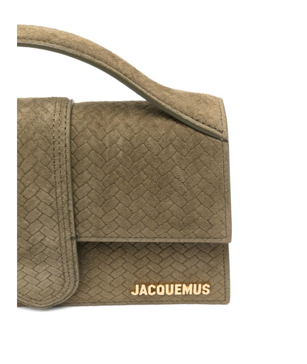 JACQUEMUS Зеленая кожаная сумка с короткими ручками, фото 4