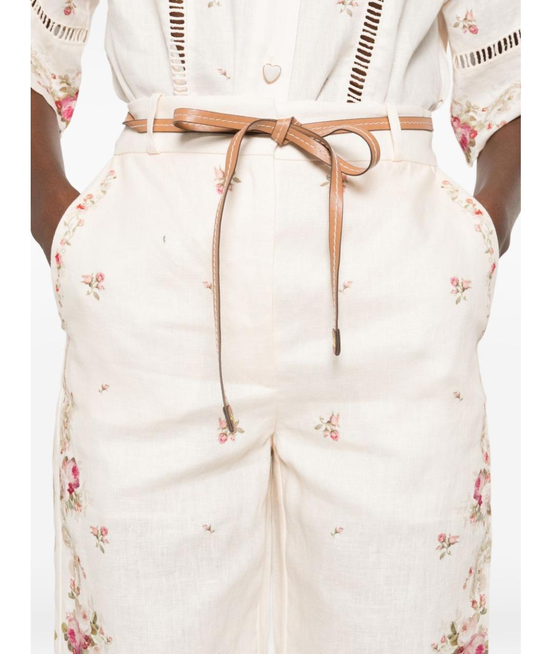 ZIMMERMANN Бежевые льняные прямые брюки, фото 2