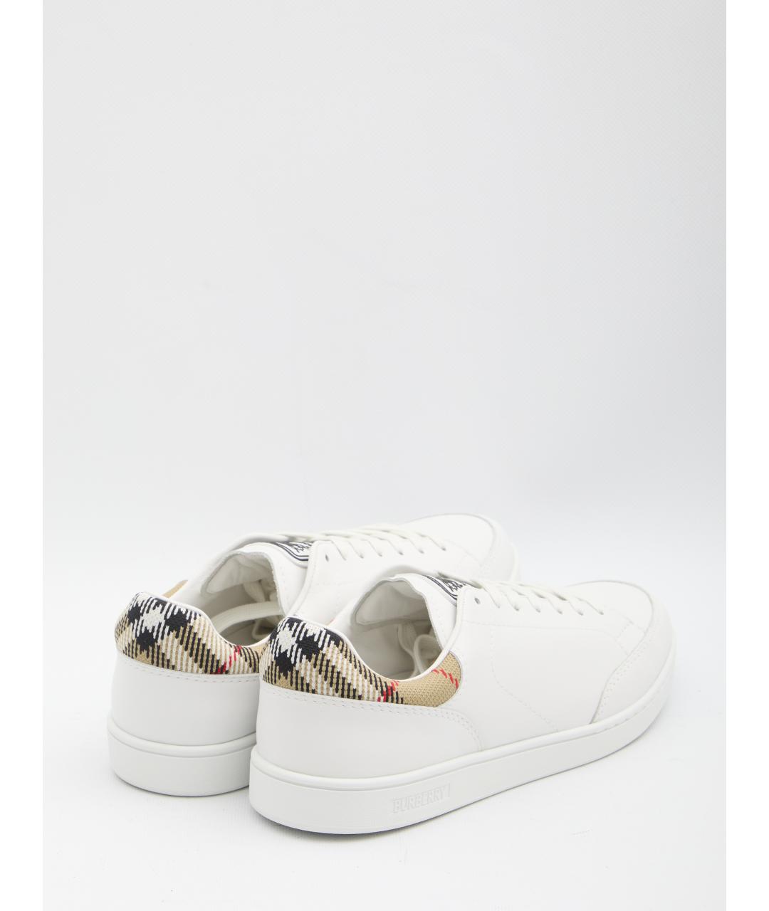 BURBERRY Белые кожаные низкие кроссовки / кеды, фото 3