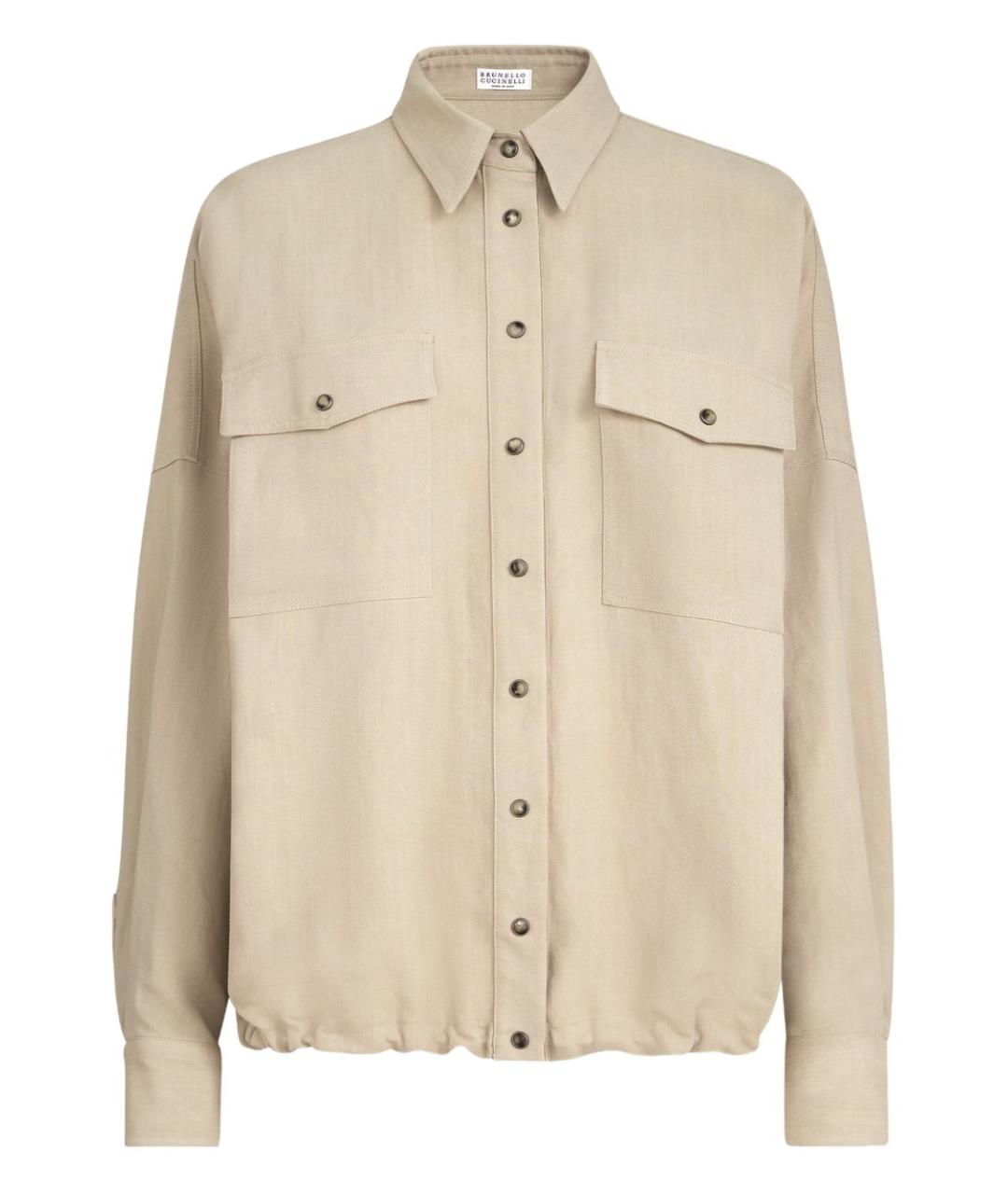 BRUNELLO CUCINELLI Бежевая льняная рубашка, фото 1
