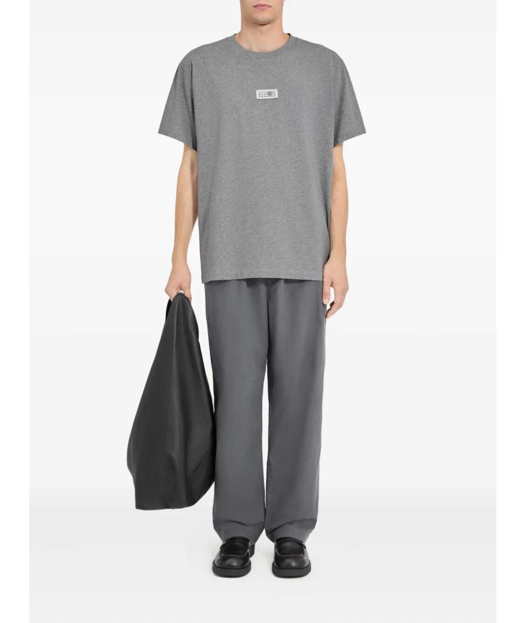 MM6 MAISON MARGIELA Серая хлопковая футболка, фото 4