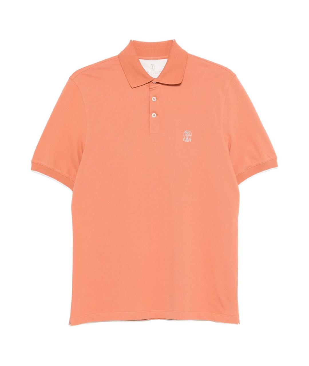 BRUNELLO CUCINELLI Оранжевая хлопковая футболка, фото 1