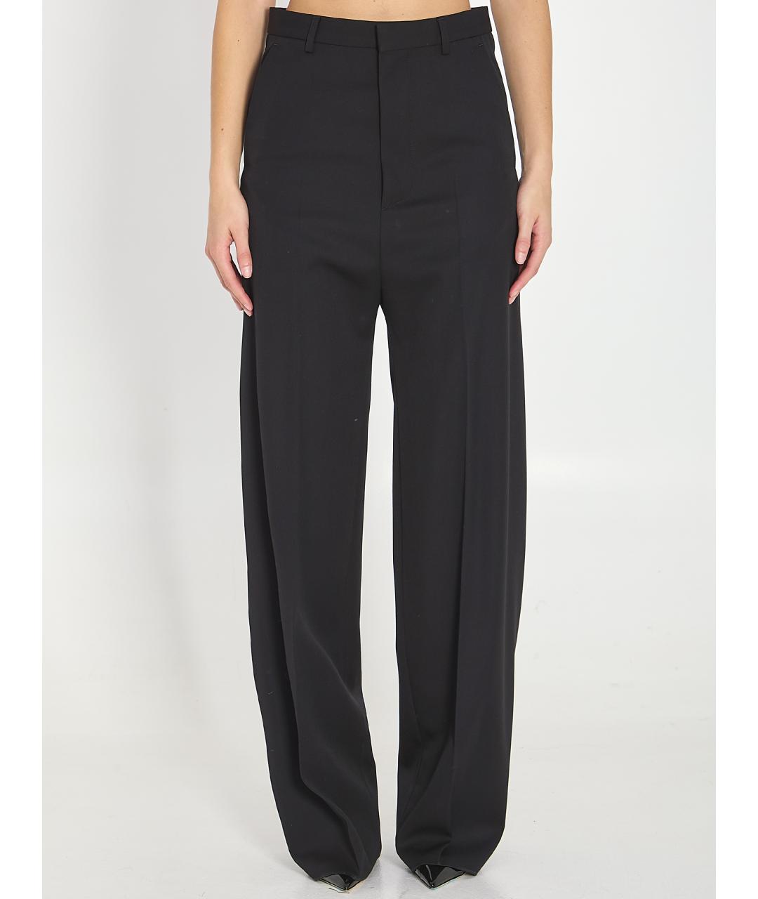 BALENCIAGA Черные шерстяные прямые брюки, фото 3