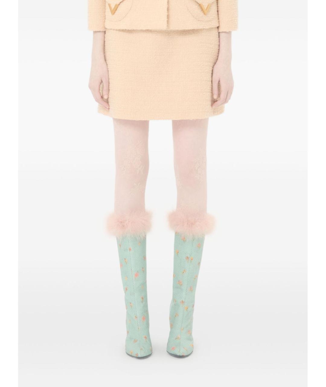 VALENTINO Бежевая шерстяная юбка мини, фото 2