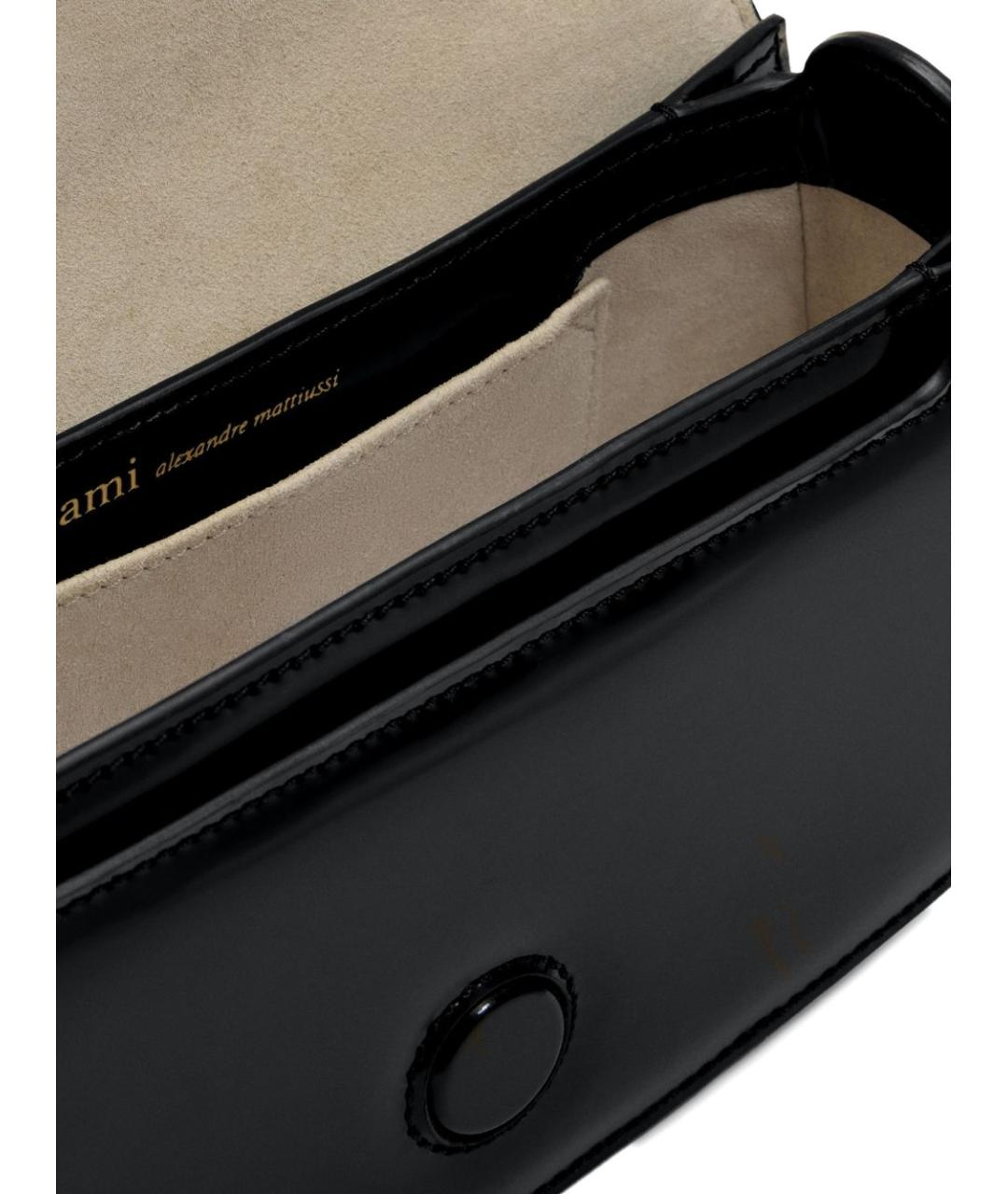 Ami Paris Черная кожаная сумка через плечо, фото 4