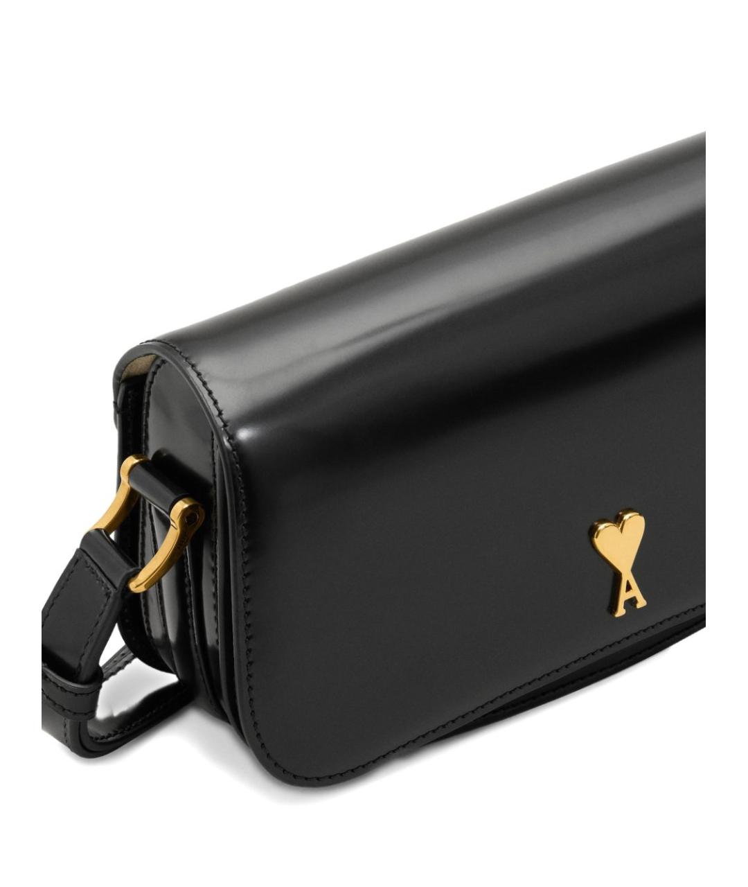Ami Paris Черная кожаная сумка через плечо, фото 3