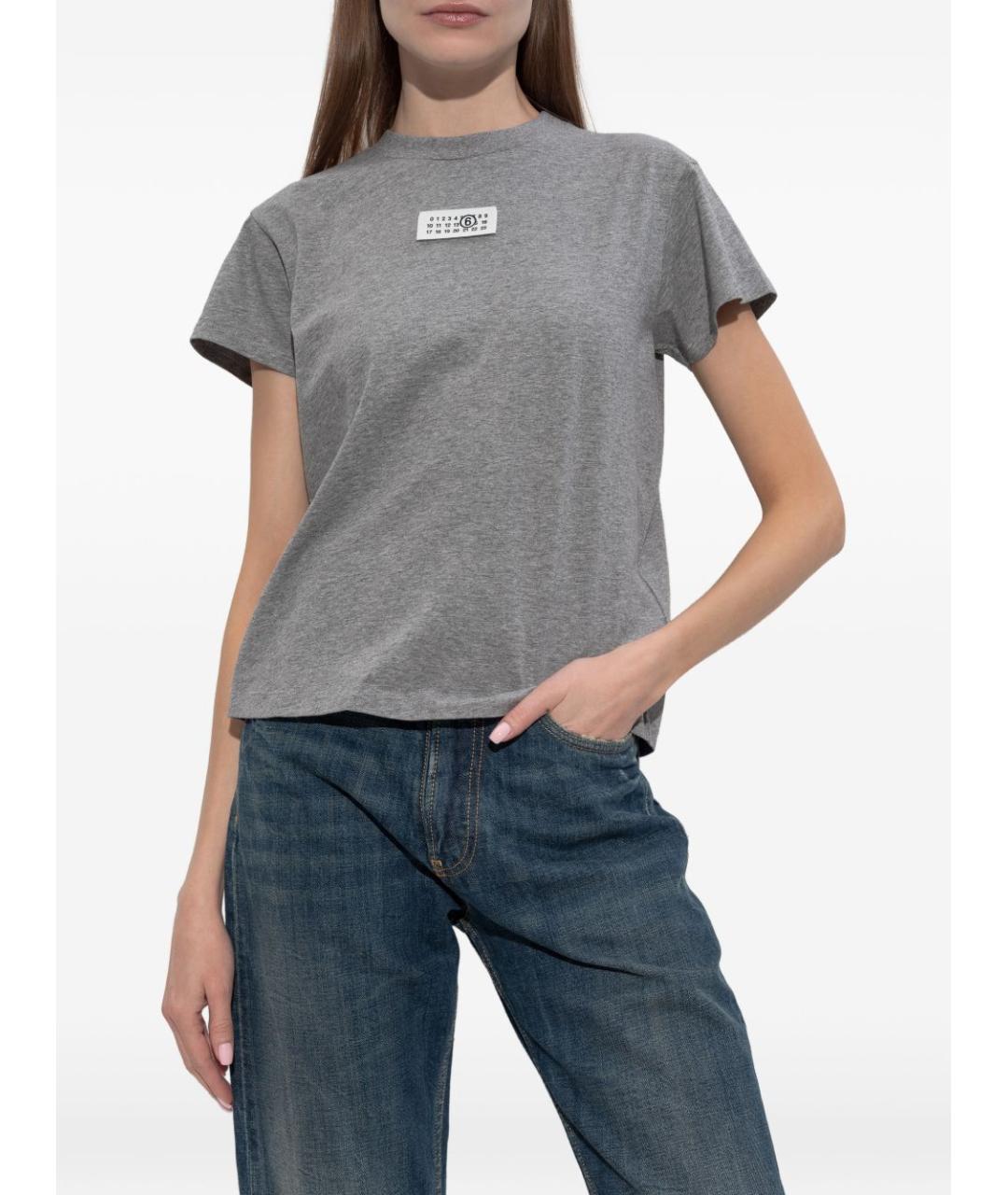 MM6 MAISON MARGIELA Серая хлопковая футболка, фото 3