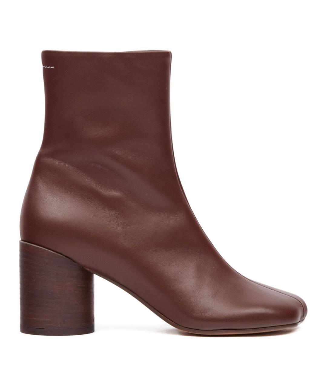 MM6 MAISON MARGIELA Коричневые кожаные ботильоны, фото 1