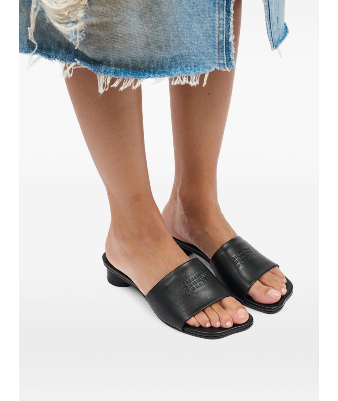 MM6 MAISON MARGIELA Черные кожаные мюли, фото 3