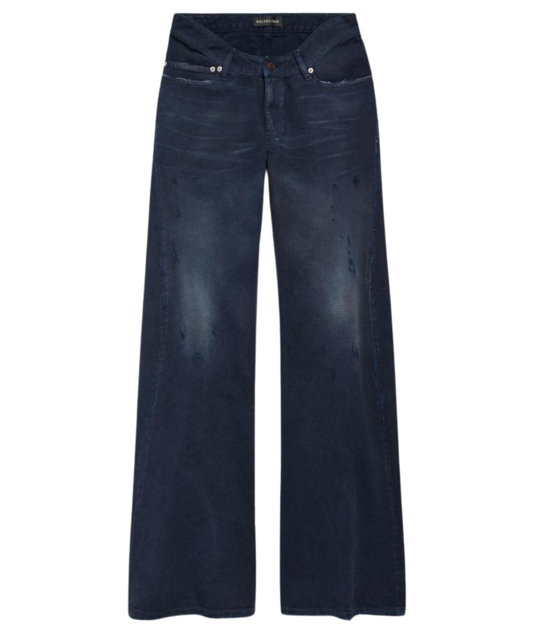 BALENCIAGA Синие хлопковые прямые джинсы, фото 1