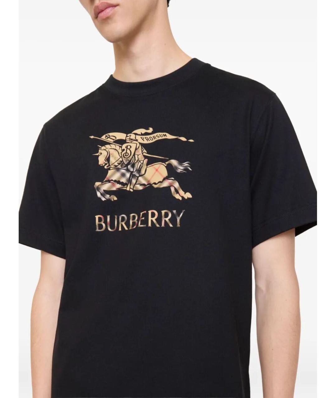 BURBERRY Черная хлопковая футболка, фото 3