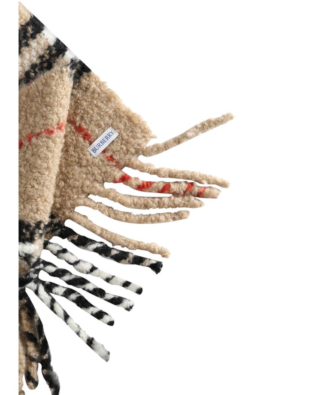 BURBERRY Бежевый шерстяной шарф, фото 2