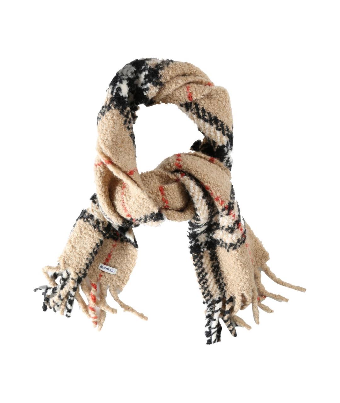 BURBERRY Бежевый шерстяной шарф, фото 3