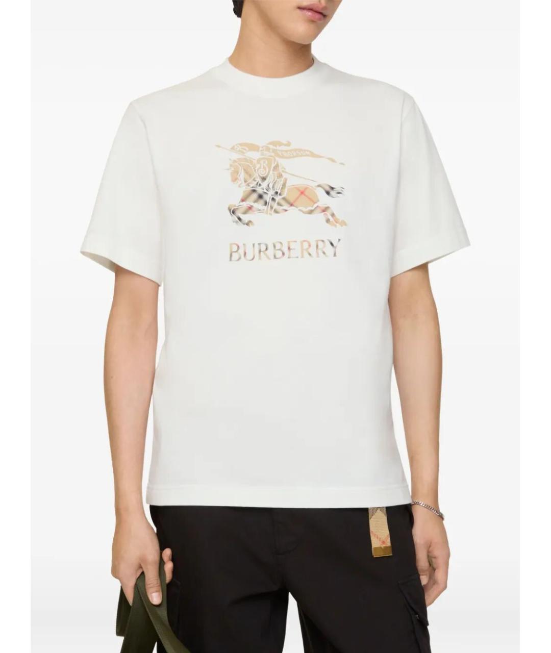 BURBERRY Белая хлопковая футболка, фото 3