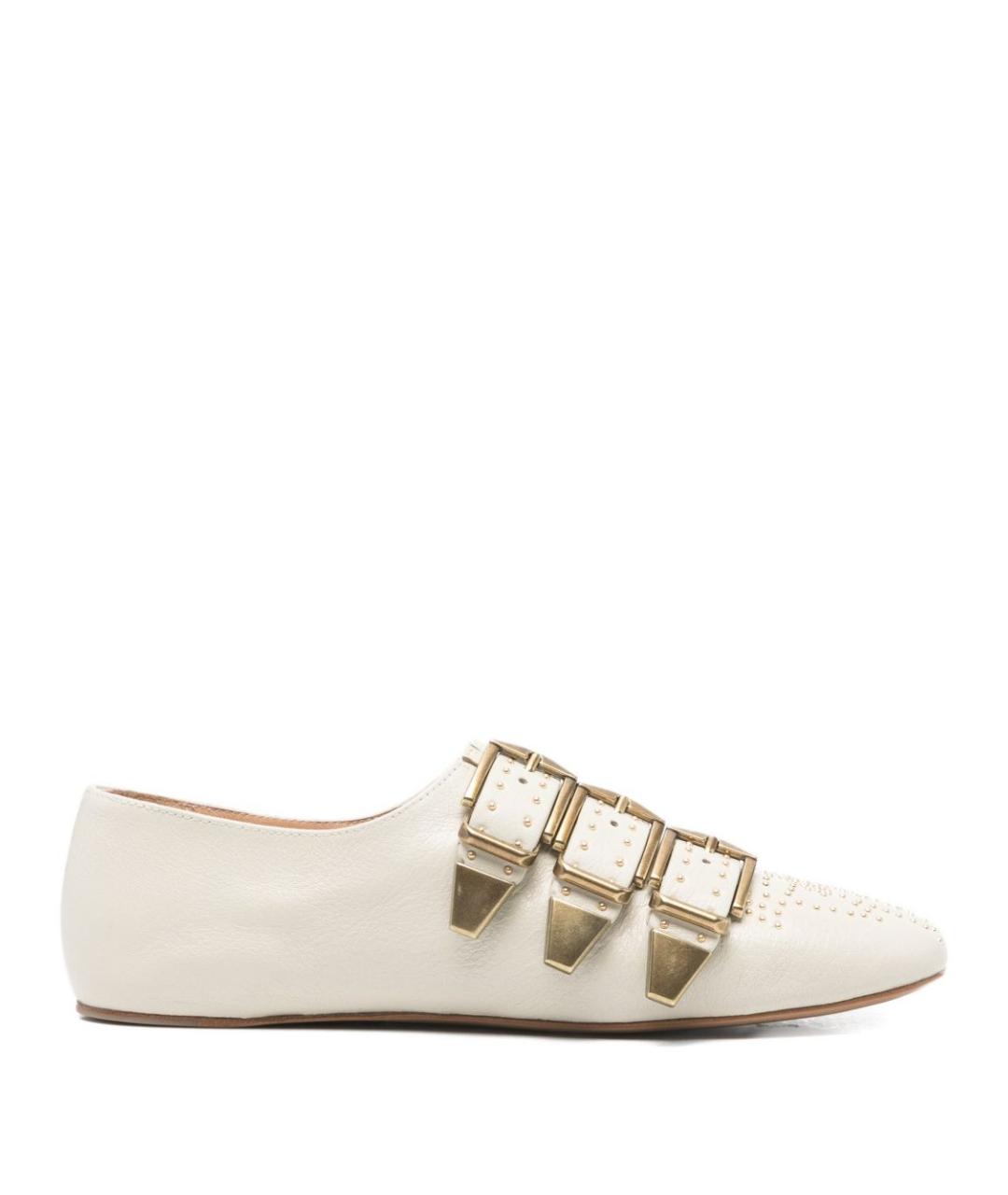 CHLOE Белые кожаные лоферы, фото 1