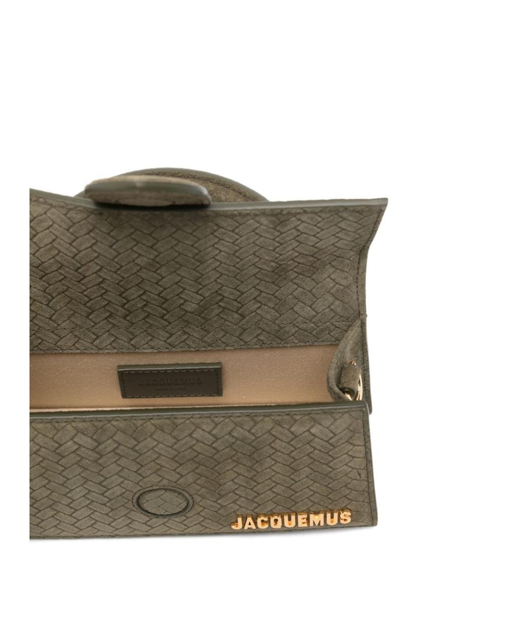 JACQUEMUS Зеленая кожаная сумка с короткими ручками, фото 3