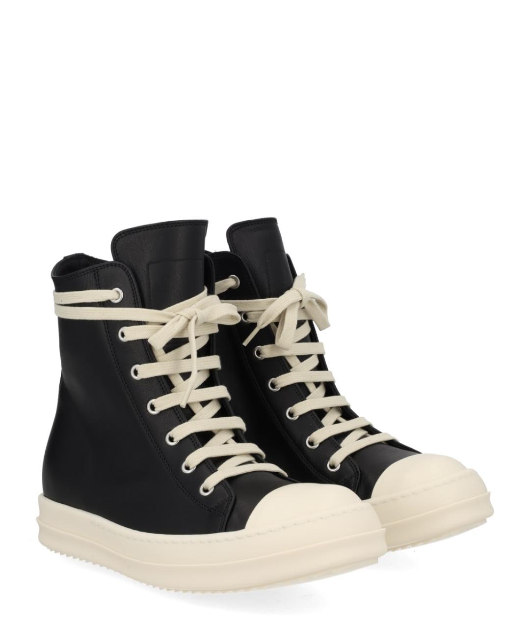 RICK OWENS Черные кожаные кеды, фото 2