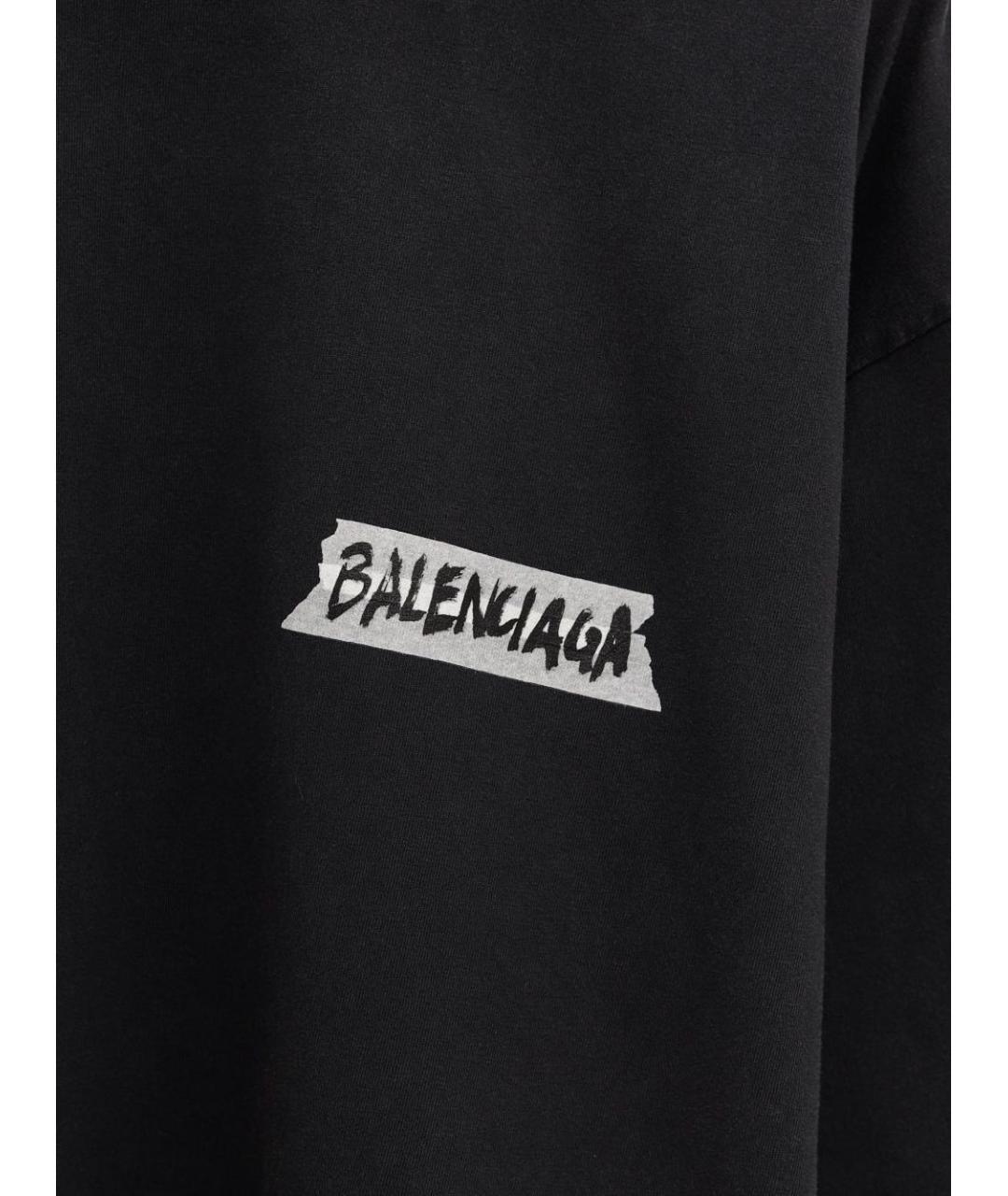 BALENCIAGA Черная хлопковая футболка, фото 2