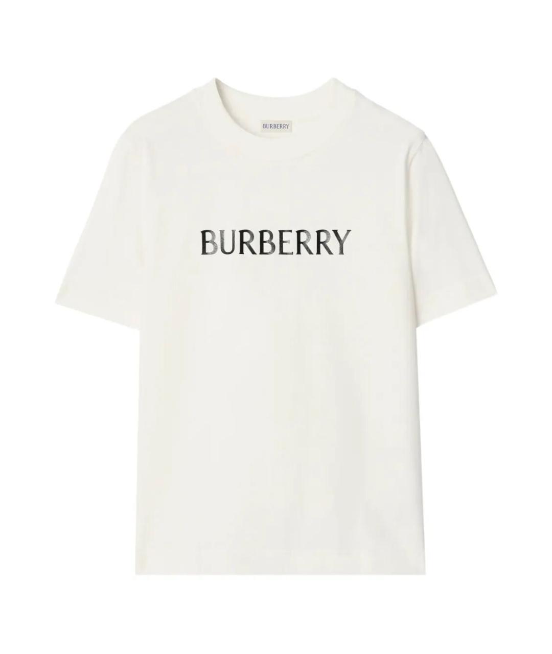 BURBERRY Белая хлопковая футболка, фото 1