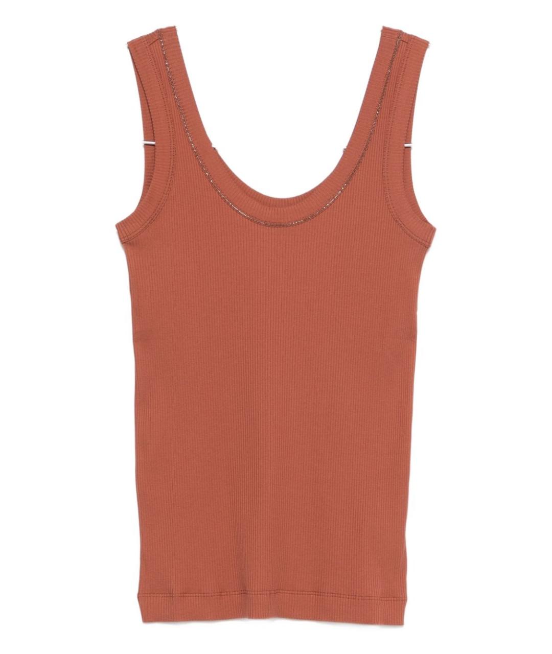 BRUNELLO CUCINELLI Оранжевая хлопковая майка, фото 1