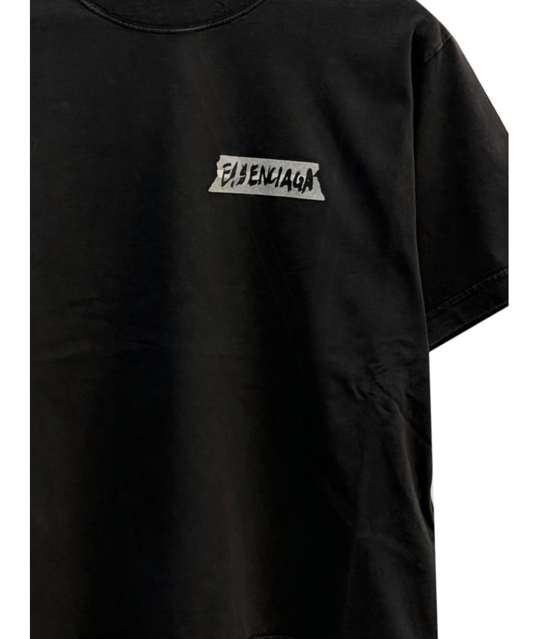 BALENCIAGA Черная хлопковая футболка, фото 2