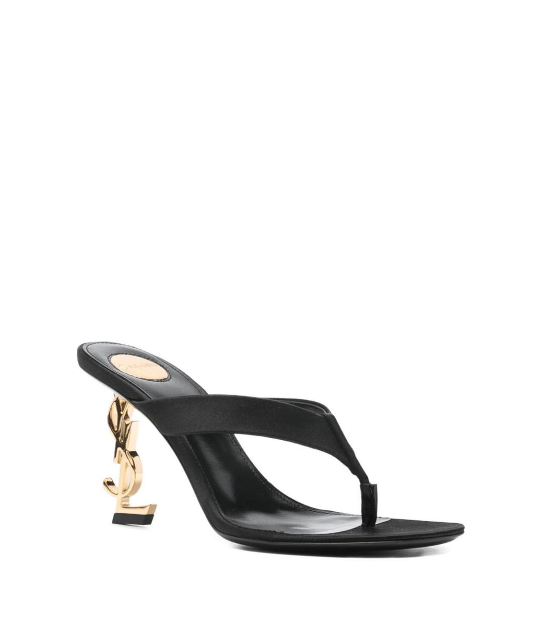 SAINT LAURENT Черные текстильные мюли, фото 5